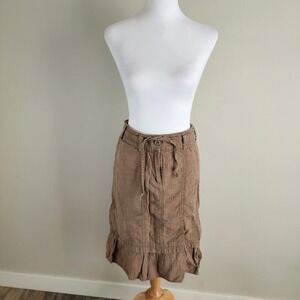 Olsen Europe 100% Linen Skirt Womens 2 Ruffle Hem Grunge Hippie Hobo Eco Elfcore